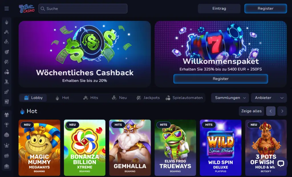 7Bit Deutschland Casino Homepage