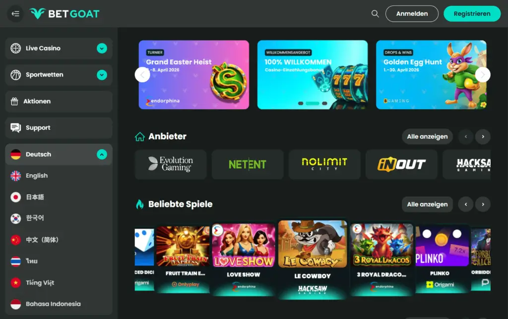 Betgoat Deutschland Casino Homepage