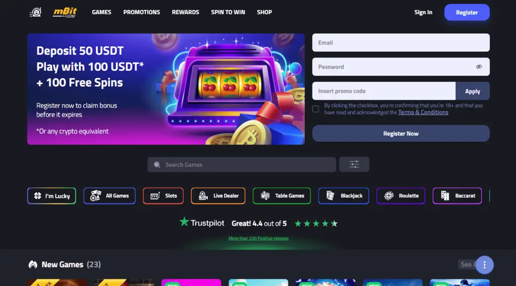 mBit Deutschland Casino Homepage