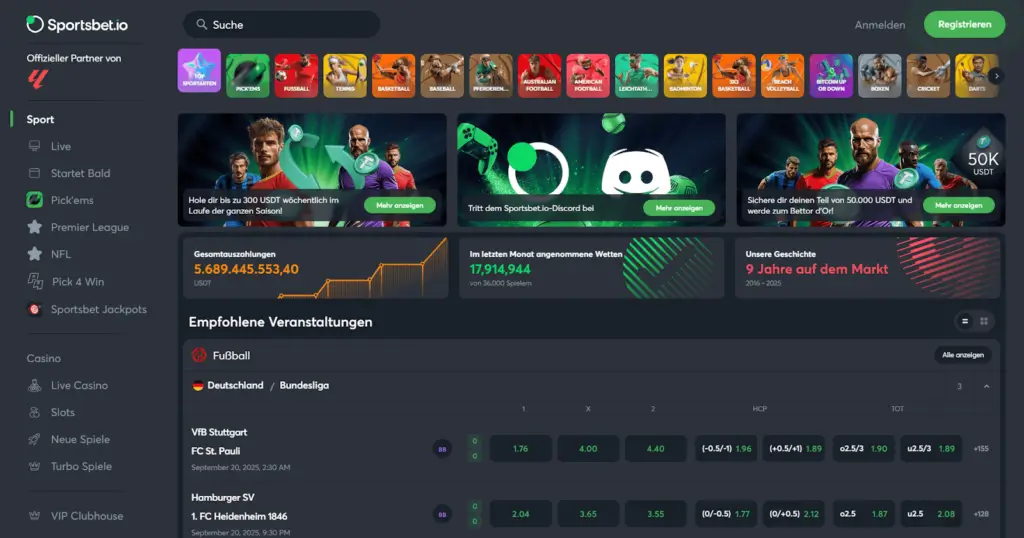 Sportsbet.io Deutschland Casino Homepage