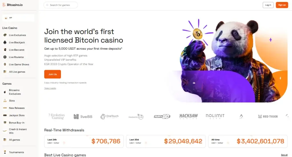 BitCasino.io crypto casino homepage