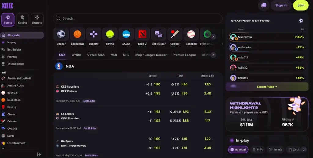 Cloudbet crypto casino homepage