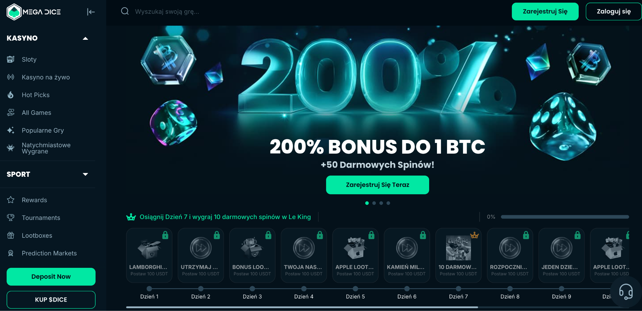 MegaDice kasyno crypto
