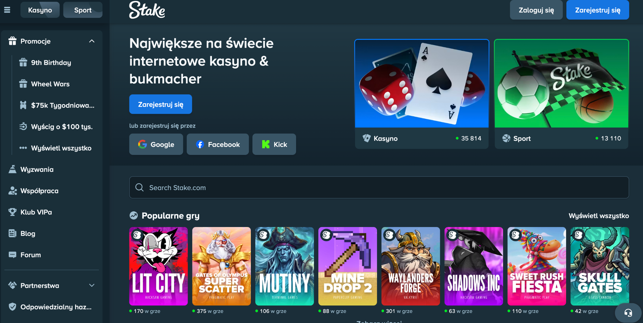 Stake.com kasyno Bitcoin